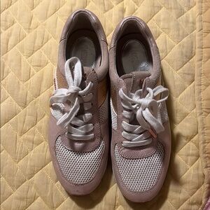 Michael Kors Pink and White Sneakers with Cushioned Comfort